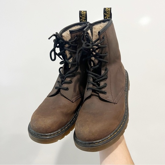 Doc Dr Martens 1460 FAUX FUR LINED LACE UP BOOTS - Picture 2 of 10